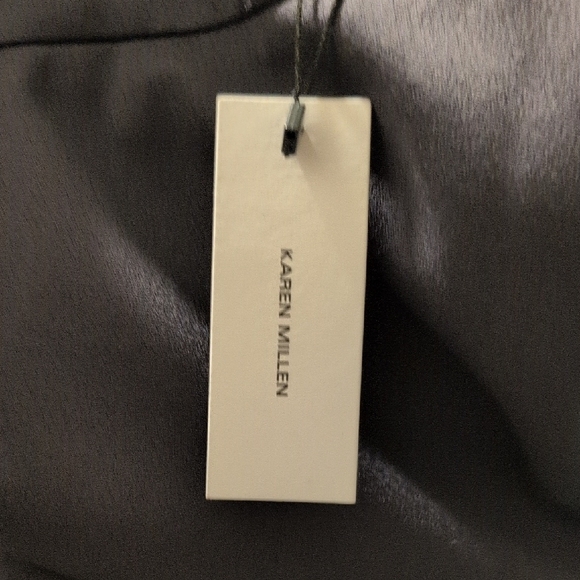 New Karen Millen Black Asymmetrical Satin Side Drape Mini Skirt Size 2 - Picture 4 of 6